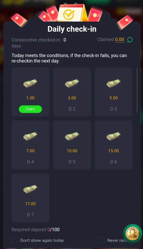 Daily Check bonous